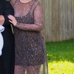 Leopard Sheer dress with built in tight mini